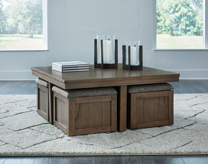 Boardernest Brown Coffee Table with 4 Stools