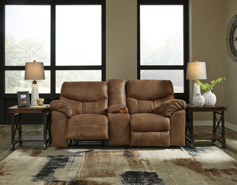 Boxberg Bark Reclining Loveseat with Console