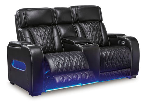 Boyington Black Power Reclining Loveseat with Console