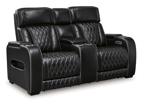 Boyington Black Power Reclining Loveseat with Console