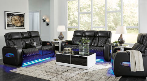 Boyington Black Power Reclining Loveseat with Console