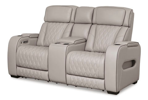 Boyington Gray Power Reclining Loveseat with Console