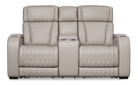 Boyington Gray Power Reclining Loveseat with Console