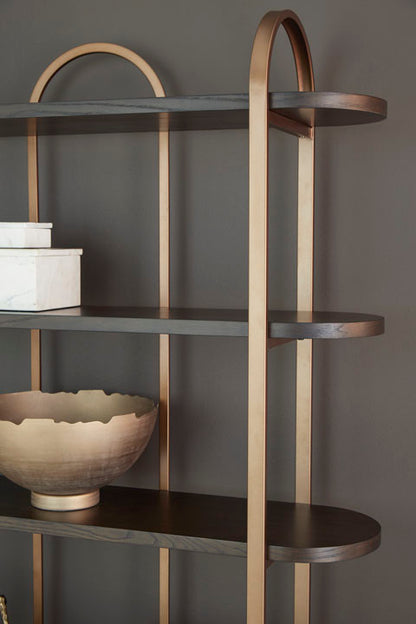 Brentmour Brown with Gold Finish Bookcase