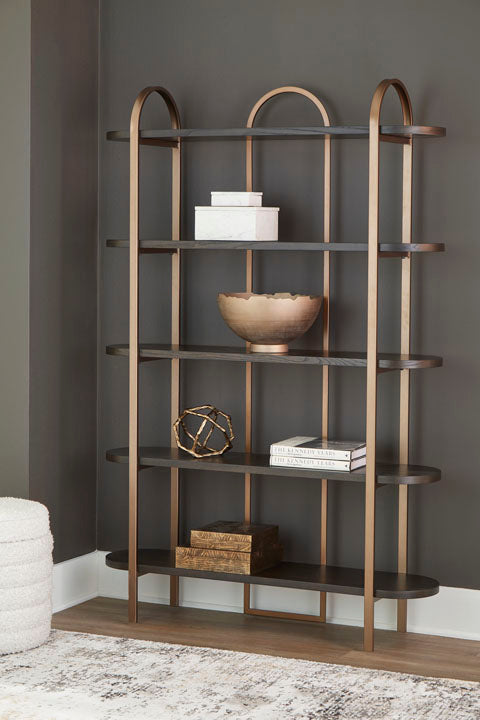 Brentmour Brown with Gold Finish Bookcase