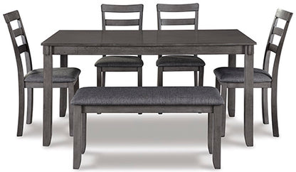 Bridson Gray 6-pc Dining Table and Chairs with Bench Set