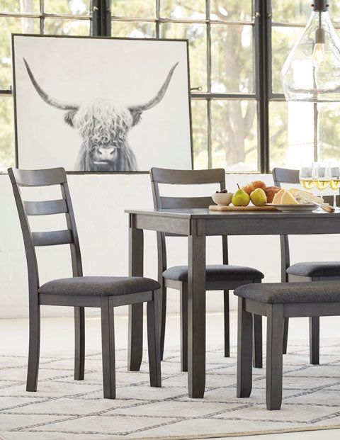 Bridson Gray 6-pc Dining Table and Chairs with Bench Set