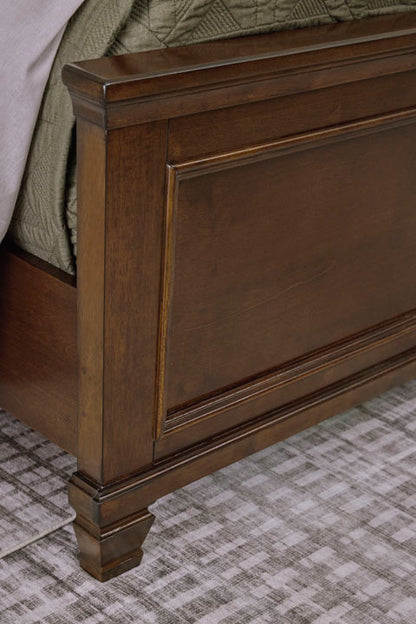 Fortman Brownish Cherry Panel Bed