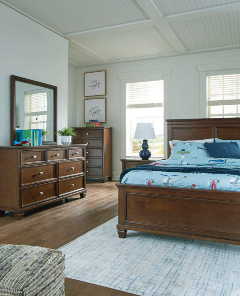 Fortman Brownish Cherry Bedroom Set