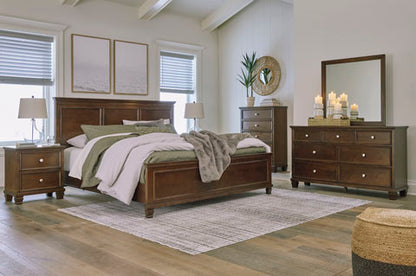 Fortman Brownish Cherry Panel Bed