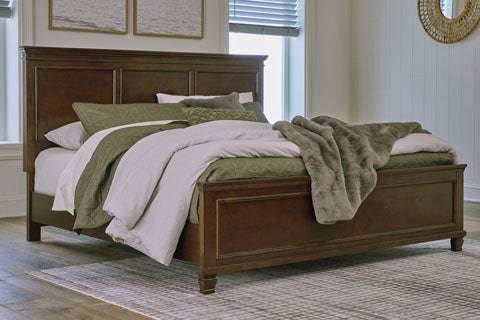 Fortman Brownish Cherry Panel Bed