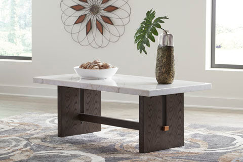 Burkhaus White and Dark Brown Coffee Table