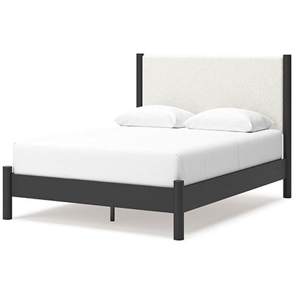 Cadmori Black Full Upholstered Panel Bed