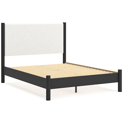 Cadmori Black Full Upholstered Panel Bed