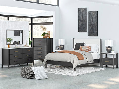 Cadmori Black Upholstered Panel Bedroom Set