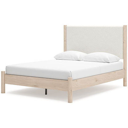 Cadmori Light Brown Full Upholstered Panel Bed