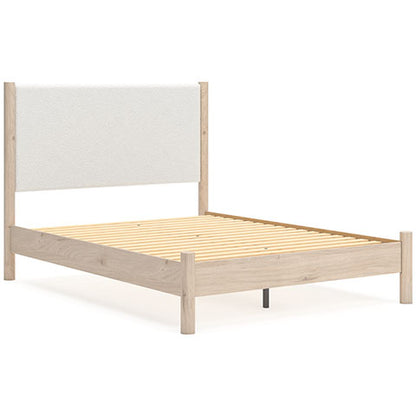 Cadmori Light Brown Full Upholstered Panel Bed