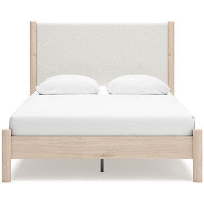 Cadmori Light Brown Full Upholstered Panel Bed