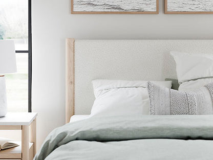 Cadmori Light Brown Full Upholstered Panel Bed