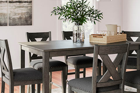 Caitbrook Gray 7-pc Counter Height Dining Table and Bar Stools Set