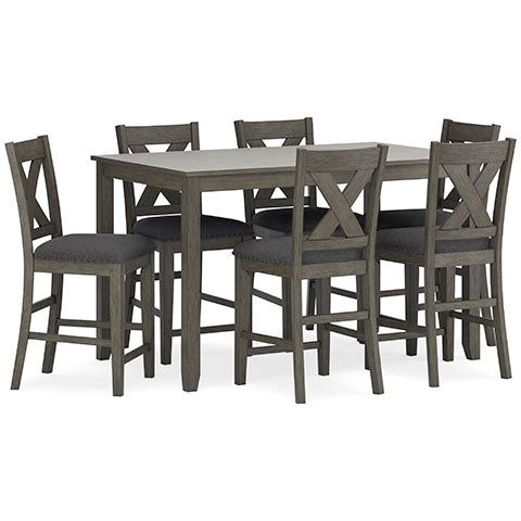 Caitbrook Gray 7-pc Counter Height Dining Table and Bar Stools Set