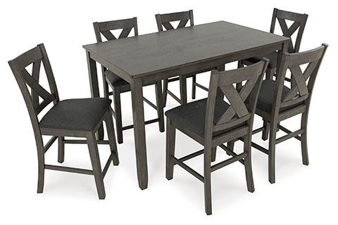 Caitbrook Gray 7-pc Counter Height Dining Table and Bar Stools Set