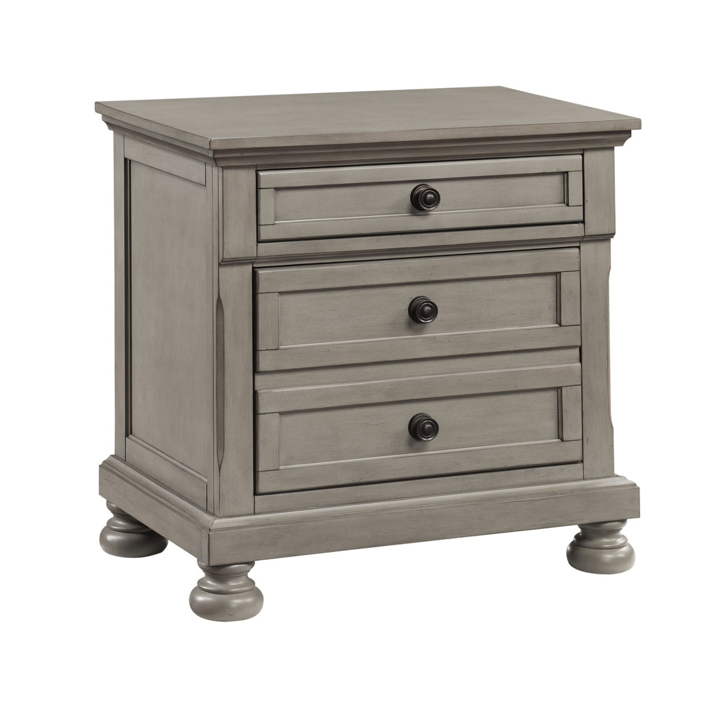 Carson Gray 3 Drawer Nightstand