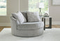 Casselbury Cement Oversized Swivel Accent Chair