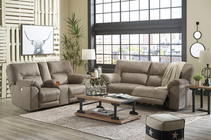 Cavalcade Slate Power Reclining Sofa and Loveseat Set