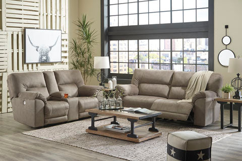 Cavalcade Slate Power Reclining Loveseat with Console