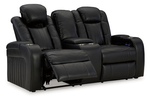 Caveman Den Midnight Power Reclining Loveseat with Console