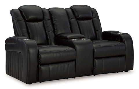 Caveman Den Midnight Power Reclining Loveseat with Console