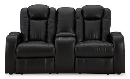 Caveman Den Midnight Power Reclining Loveseat with Console