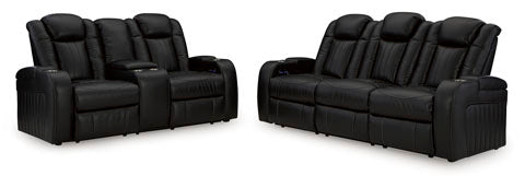 Caveman Midnight Power Reclining Den Sofa and Loveseat Set