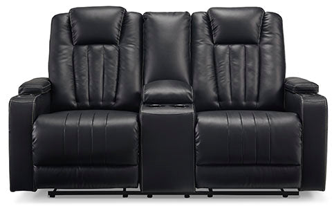 Center Point Black Reclining Loveseat with Console