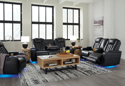 Center Point Black Reclining Sofa and Loveseat Set