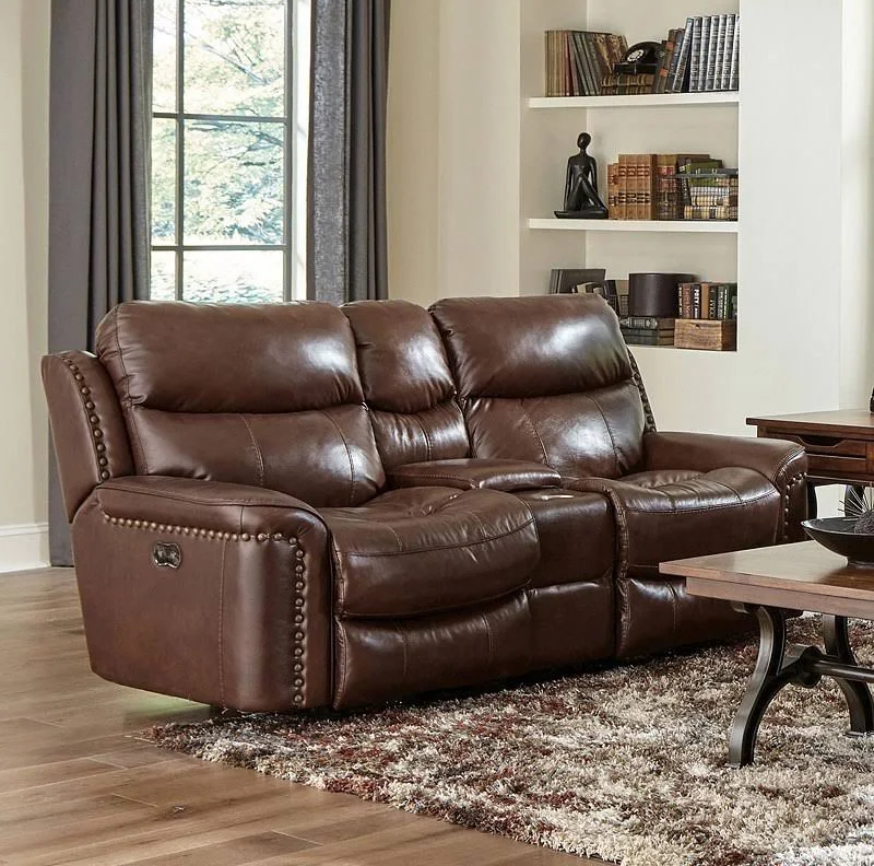 Ceretti Brown Italian Leather Power Reclining Sofa