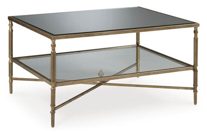 Cloverty Aged Gold Finish Coffee Table
