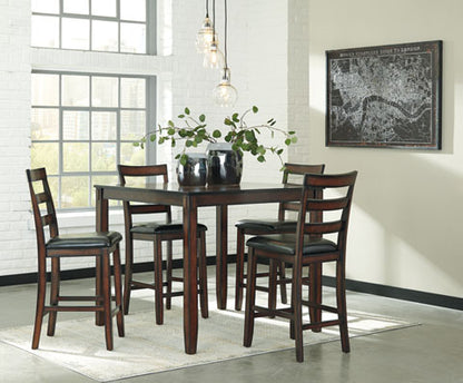 Coviar 5-pc Counter Height Dining Table and Bar Stools Set