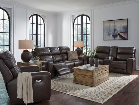 Crossplex Smoke Power Reclining Sofa and Loveseat Set
