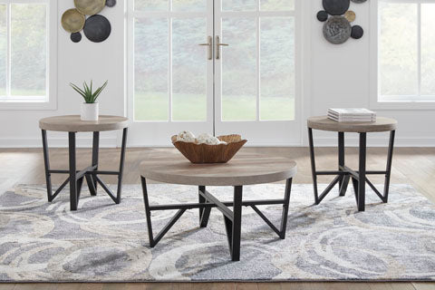 Deanlee Grayish Brown Coffee and End Tables Set