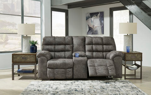 Derwin Concrete Reclining Loveseat with Console