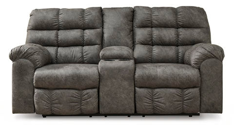 Derwin Concrete Reclining Loveseat with Console