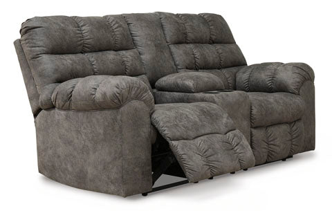 Derwin Concrete Reclining Loveseat with Console