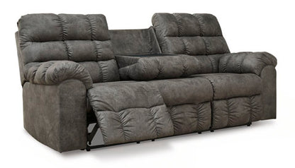 Derwin Concrete Reclining Sofa with Drop Down Table