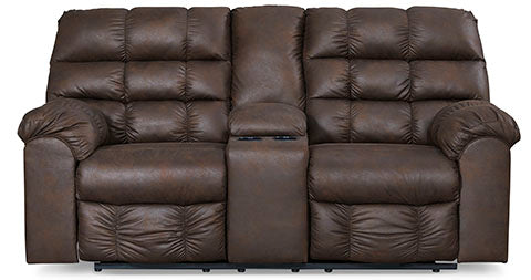 Derwin Nut Reclining Loveseat with Console