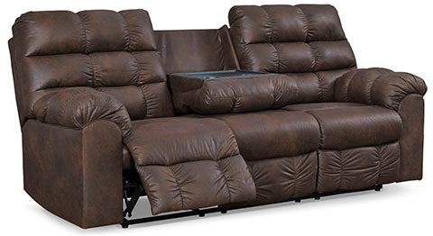 Derwin Nut Reclining Loveseat with Console