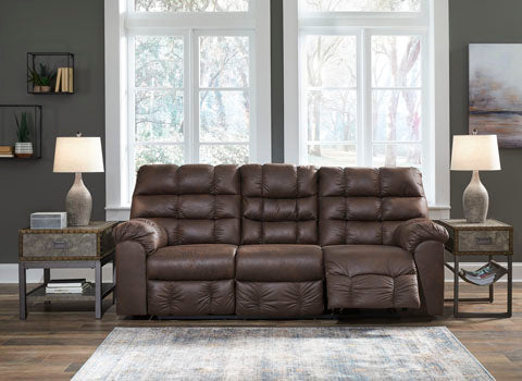 Derwin Nut Reclining Sofa with Drop Down Table