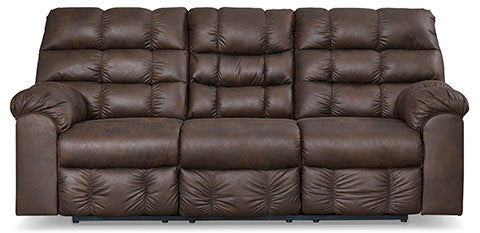 Derwin Nut Reclining Sofa with Drop Down Table