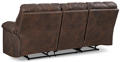 Derwin Nut Reclining Sofa with Drop Down Table